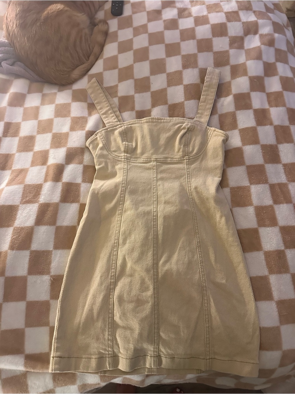 Urban Outfitters Cream-Beige Sleeveless Overall Mini Dress